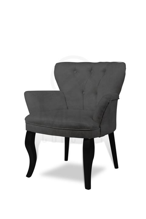 Mert Concept Çay Seti Koltuk Tekli Berjer Füme Kollu Ahşap Lükens Siyah Ayak Salon Kafe Balkon Bahçe Otel Ofis