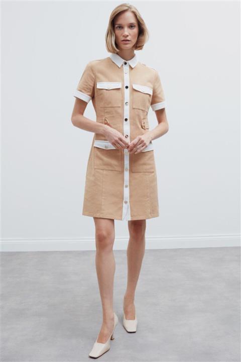 Perspective Amber Deve Tüyü Gömlek Elbise