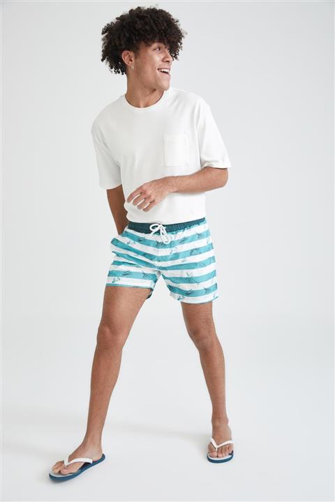 DeFacto Diz Üstü Çizgili Yüzme Şortu