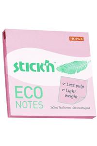 Hopax Stickn Eco Notes Yapışkanlı Not Kağıdı 100 Yaprak 76x76mm Pastel Pembe 21746 (12 Koçan)