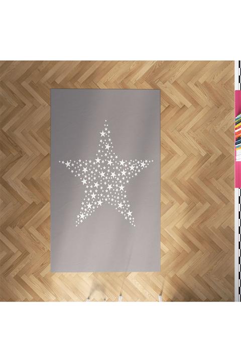 MEKTA HOME Modern Antialerjik Ve Yıkanabilir Yıldız Desenli Çocuk Halısı Mkth-273