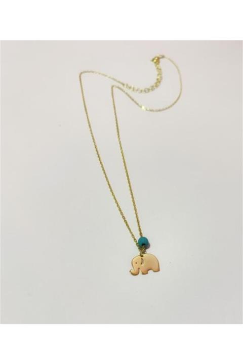 KaryaGümüş Turkuaz Taşlı Fil Gümüş Kolye