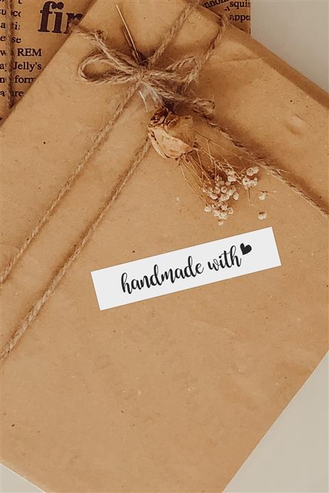Özer Store Made With Love Yazılı Yuvarlak Ürün Ambalaj Paket Etiketi Sticker