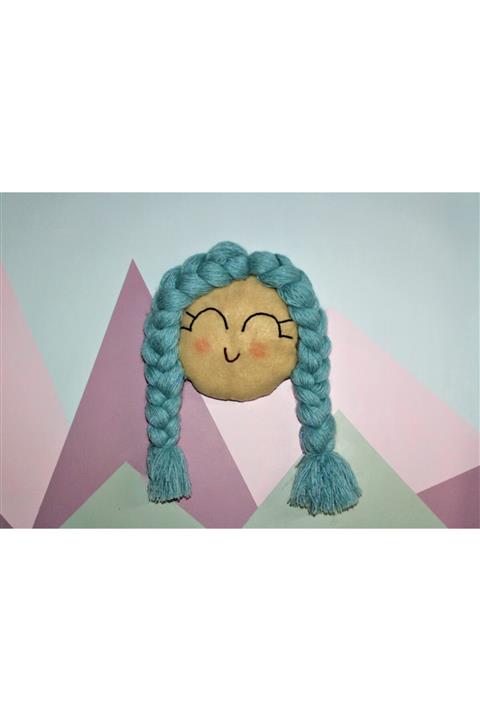 Deniz Kızı Tasarım Örgülü Saçlı Şirin Kız Çocuk - Bebek Odası Duvar Kapı Süsü