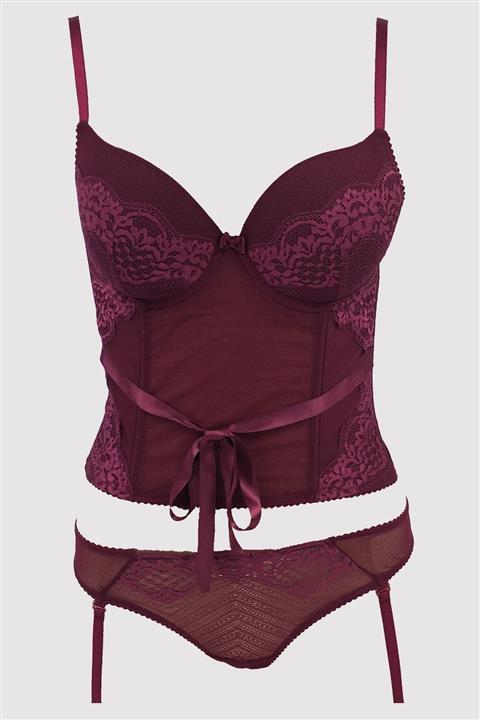 Pierre Cardin Kadın Vişne 4697 Balenli Destekli Sütyen Takım