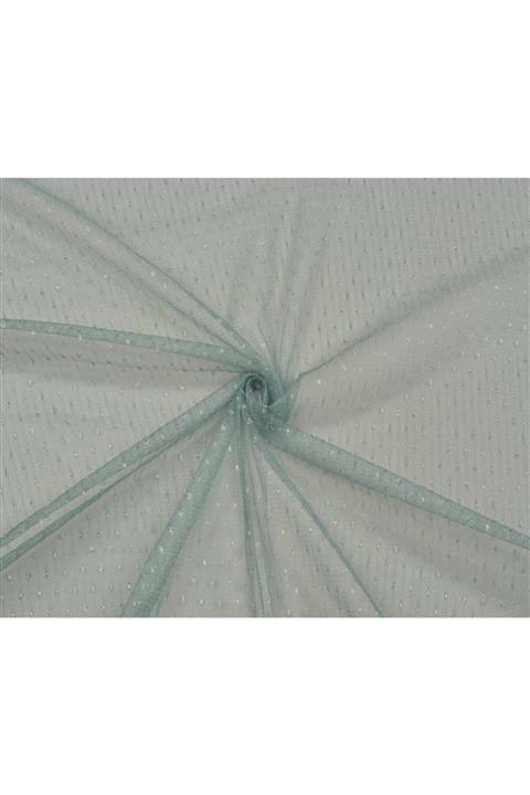 Kumaş Fırsatı Açık Yeşil Simli Tül 1 mt