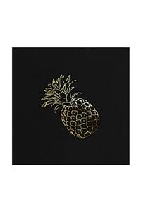 Story Altın Varak Ananas Desenli 16'lı Siyah Renkli Kağıt Peçete 33 X 33 Cm