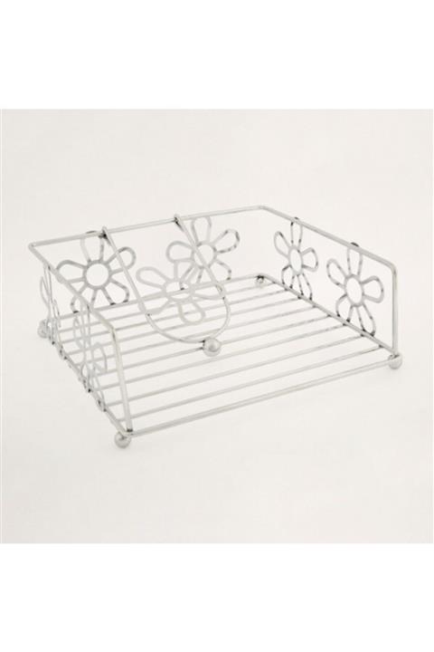 çilekev Fame Kitchen Dekoratif Krom Kaplı Metal Çiçek Desenli Peçetelik