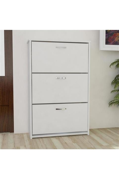 Evnovi Triplex Beyaz Düşer Kapak Ayakkabılık