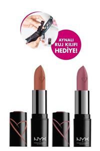 NYX Professional Makeup Nyx Ruj Shout Loud Satin Lipstick 3 Silk + 5 Desert Rose + Aynalı Ruj Kılıfı