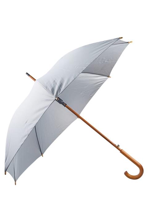 Ülker Reklam Promosyon 8 Panel Ahşap Sap Baston Model Şemsiye -sms4700, Gri