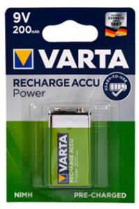 ATAELEKTRONİK Varta 9 Volt Şarjlı Pil 200mah 9 Volt Kare Pil Tekli Blister Kare 9 Volt Şarz Edilebilir