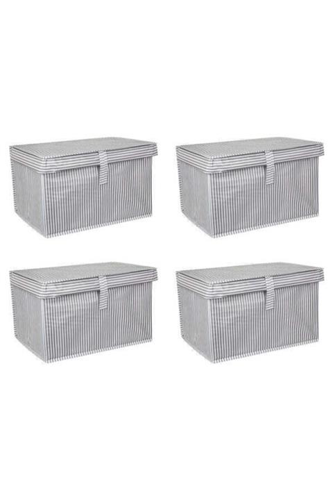 tofipashop 4 Adet Kapaklı Çok Amaçlı Çamaşır Saklama Düzenleme Hurç Kutu Mini 40x30x26
