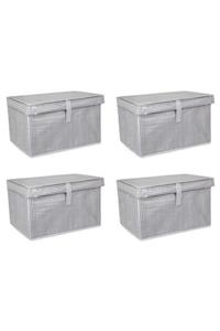 tofipashop 4 Adet Kapaklı Çok Amaçlı Çamaşır Saklama Düzenleme Hurç Kutu Mini 40x30x26