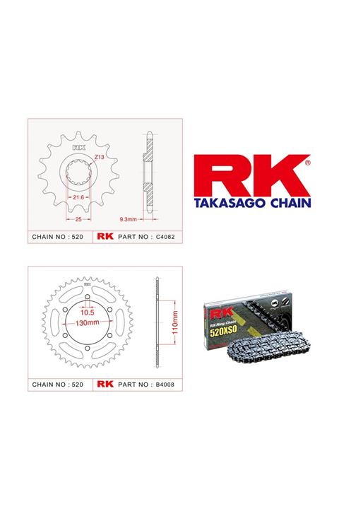 RK Kawasaki Z 250 Sl Rk X-Ring Zincir Dişli Set 520 Xso 14/42T(2015-2017)
