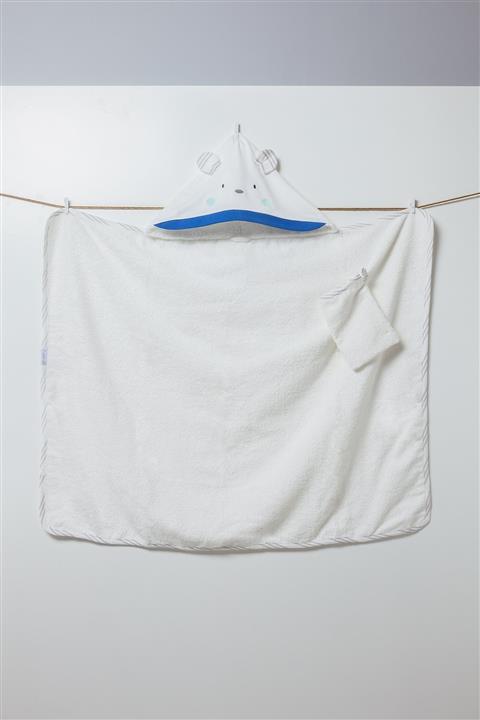 Caramell Bebek Lacivert Beyaz Havlu