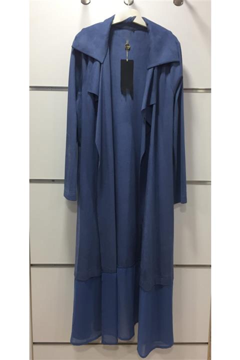 FİSONKOÇ Kadın İndigo Şifon Detaylı Süet Kap