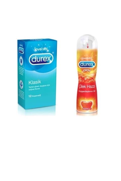 Durex Klasik 12'li Prezervatif +çilek Aromalı 50 ml Jel