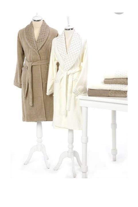 Özdilek Adria Aile Bornoz Seti Kahve Krem 6 Parça