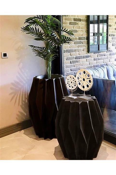 AresDecoration Antik Mat Siyah 2li Set