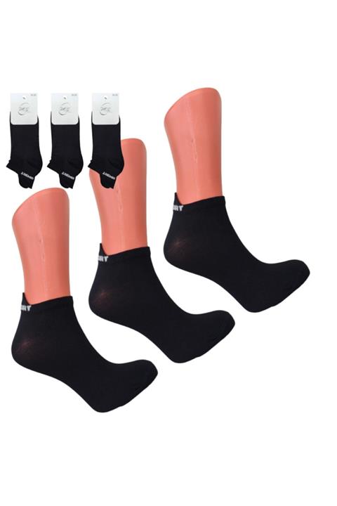 Uçs Naylon66 Çekçekli Siyah Renk Sport Patik 3'lü Set