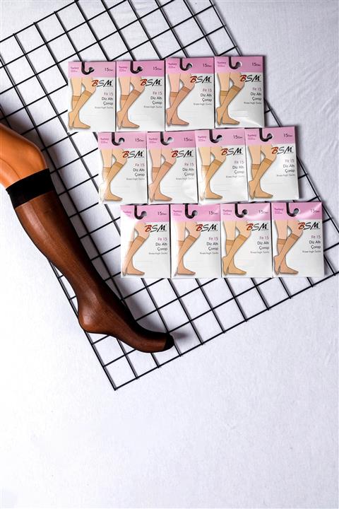 BSM Kadın Siyah 15 Den Diz Altı Çorap 12'li