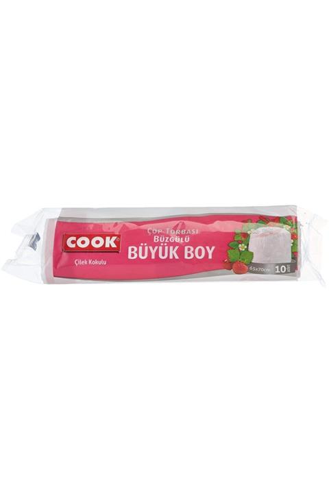 COOK Büzgülü Kokulu Çöp Torbası Büyük Boy Çilek 10 Adet