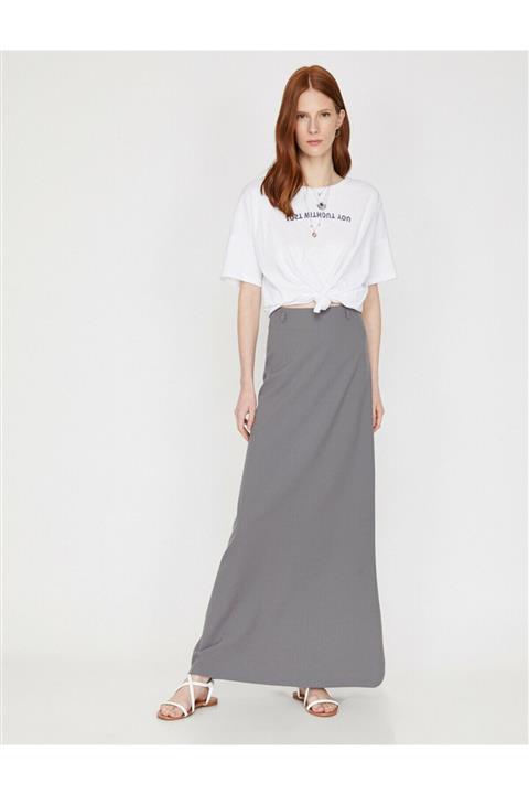 Koton Kadın Gri Maxi Normal Bel Etek