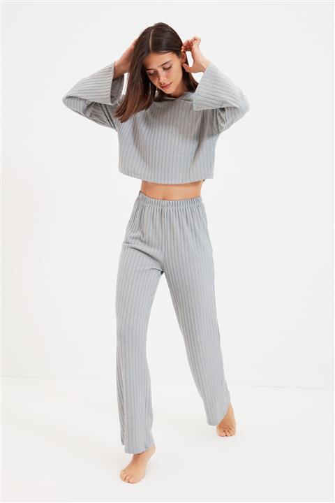 TRENDYOLMİLLA Mint Kaşkorse Örme  Pijama Takımı THMAW22PT0187