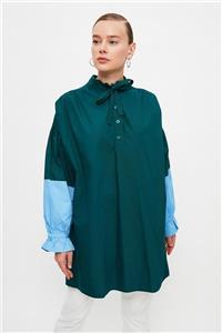 Trendyol Modest Yeşil Renk Panelli Bağlama Detaylı Tesettür Tunik TCTSS21TN0304