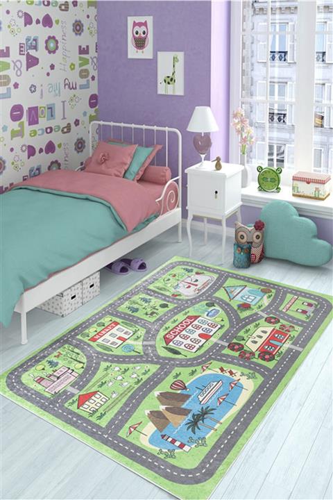 Armoni Weavers 160x230 Çocuk Halısı Kaymaz Taban Yıkanabilir Şehir Hayatı Araba