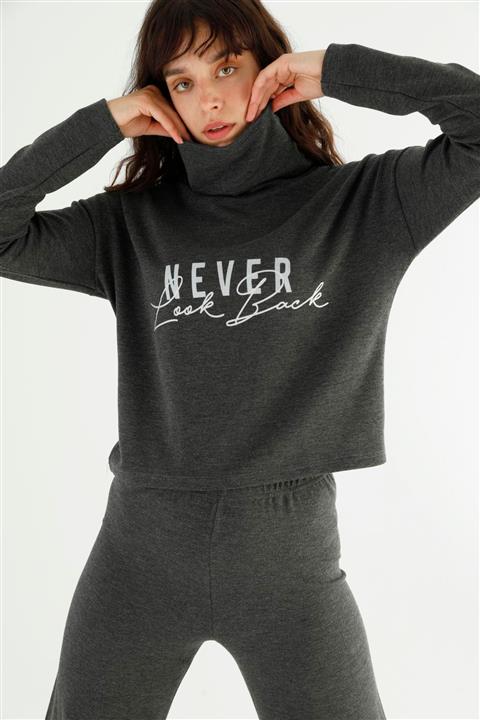 Siyah İnci Antrasit Balıkçı Yaka Alt-üst Triko Takım