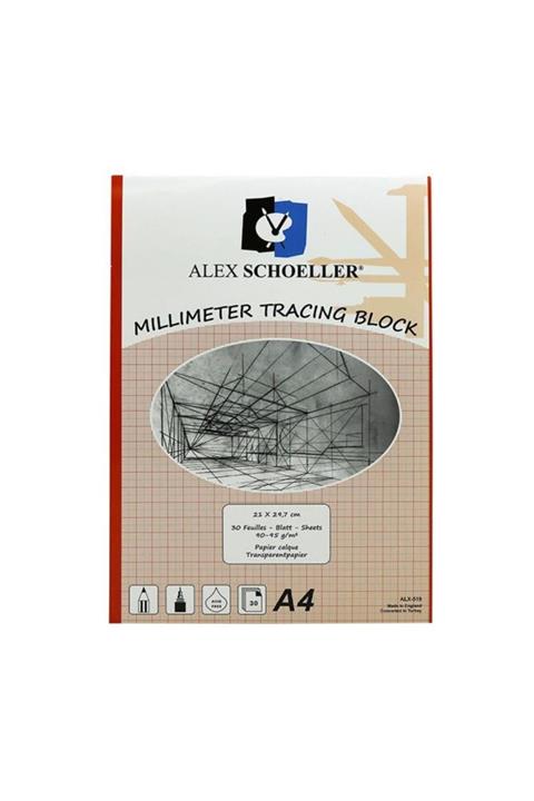 Alex Aydınger Milimetrik Blok 90-95gr. A4 30 Yp. Kırmızı