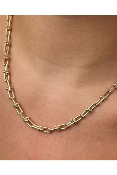 uniq 14 Ayar Altın Toplu Ataş Zincir Kolye