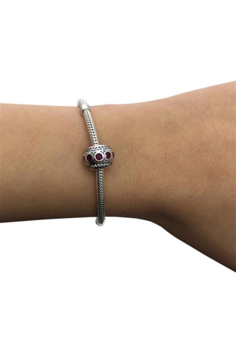 My Story Ruby Sıra Taşlı Gümüş Charm