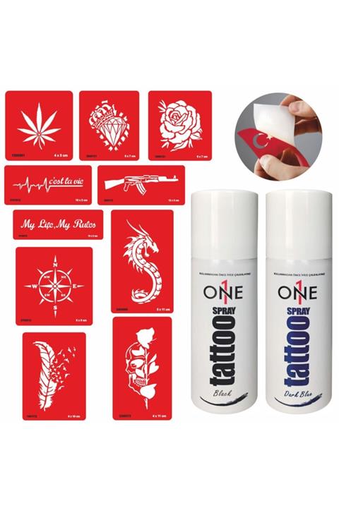 Toptanpro Efsane Dövmeler 10 Desen 2 Sprey Geçici Dövme Seti Tattoo