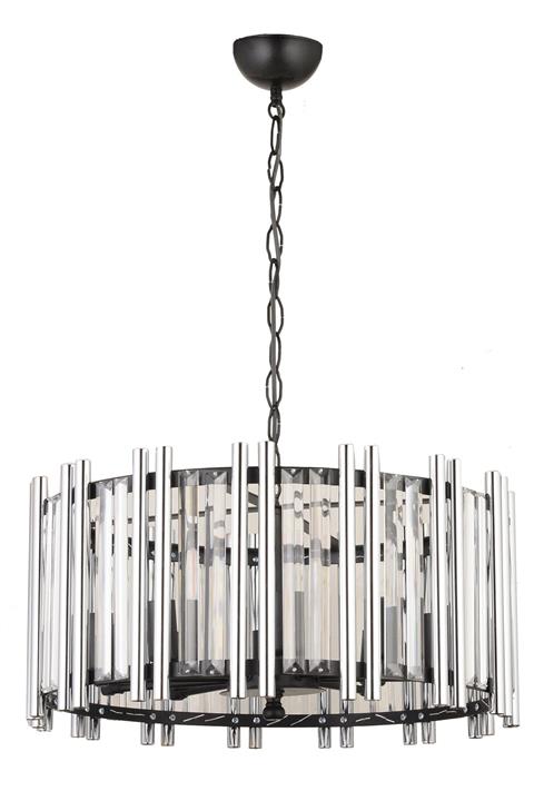 RONİSU AYDINLATMA Roselin Krom-siyah 10 Lu Taşlı Yuvarlak Avize