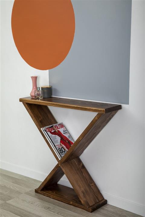 WOODFACE Rover Doğal Ahşap Dekoratif Dresuar Vestiyer Rafı Hol Antre Ceviz