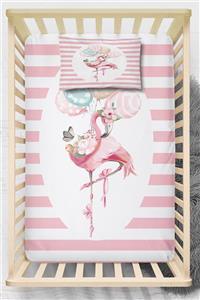 Osso Halı Osso Pembe Beyaz Flamingo Filli 3d Desenli Lastikli  Çarşaf Takımı 70x140 cm