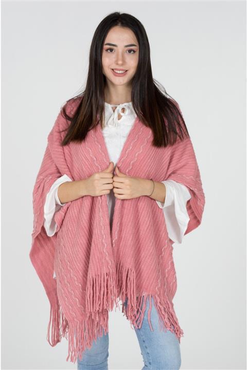 Hentley Kadın Pembe Kenarları Hafif Simli Panço