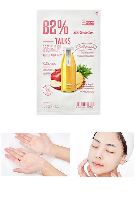 Missha Pürüzsüz Görünüm Sunan Vegan Yaprak Maske Talks Vegan Squeeze Sheet Mask (Skin Smoother)