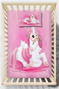 Else Halı Pembe Unicorn Atlı 3d Desenli Lastikli Bebek Çarşaf Takımı 70x140cm