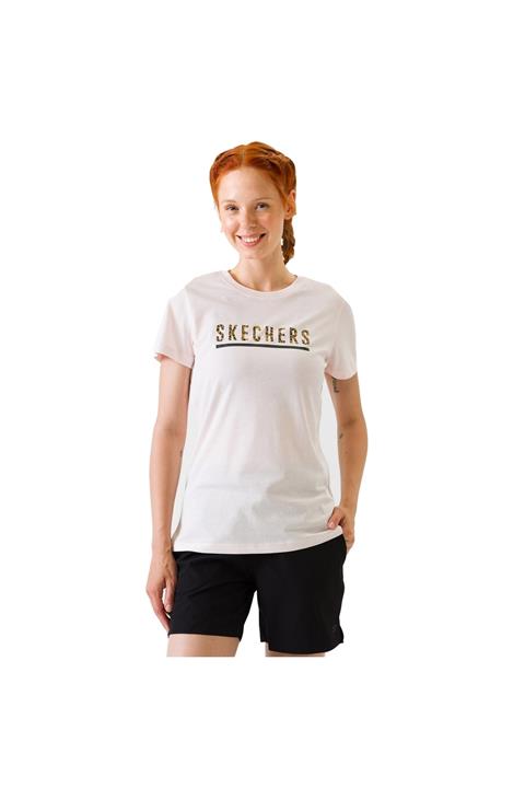 SKECHERS Graphic Tee's W SKX Leo Print Kadın Pembe Tshirt - S201087-609