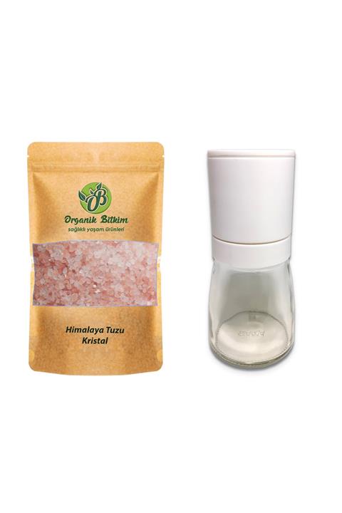 Organik Bitkim 1 Kg Himalaya Tuzu Kristal + 1 Adet Cam Değirmen Porselen Bıçaklı