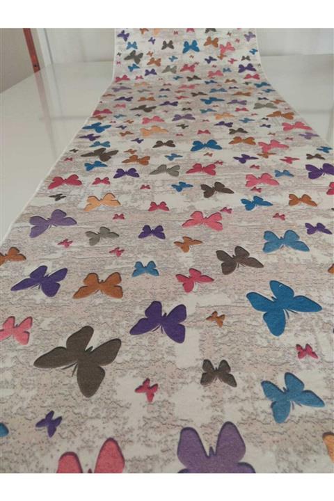 Deri Love Kelebek Desenli Kaymaz Taban Yolluk