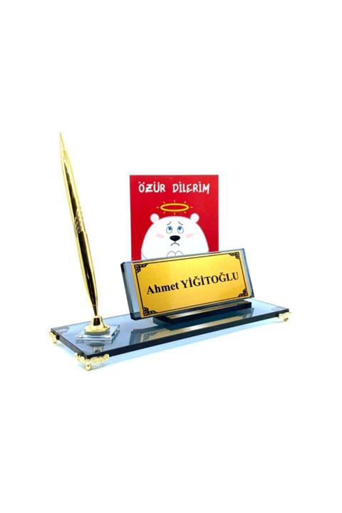 YİĞİTOĞLU DESIGN Premium Özel Tasarım Cam Masa Isimliği Seti N24