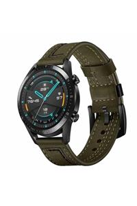 Huawei Watch Gt3 42mm Uyumlu Nezih Case 20mm Deri Kordon Yeşil