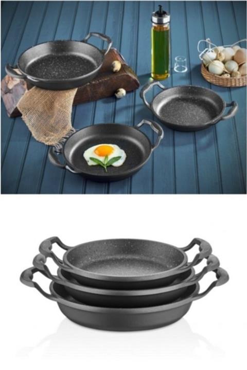 NERGİZ HOME TİC. 3 Boy Döküm Granit Sahan Takımı