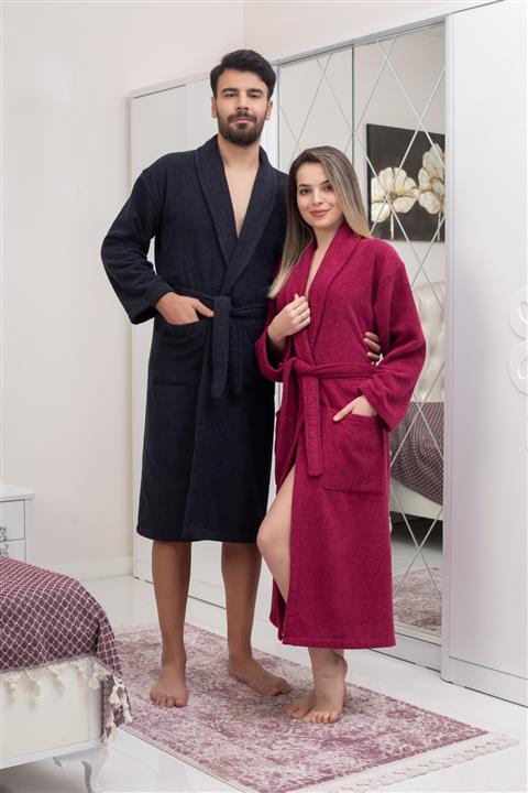 TABEA HOME 2'li Bornoz Seti Siyah-bordo