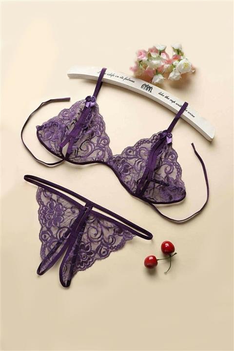 Imoda Kadın Mor Dantel Sütyen Ve Külot Takım